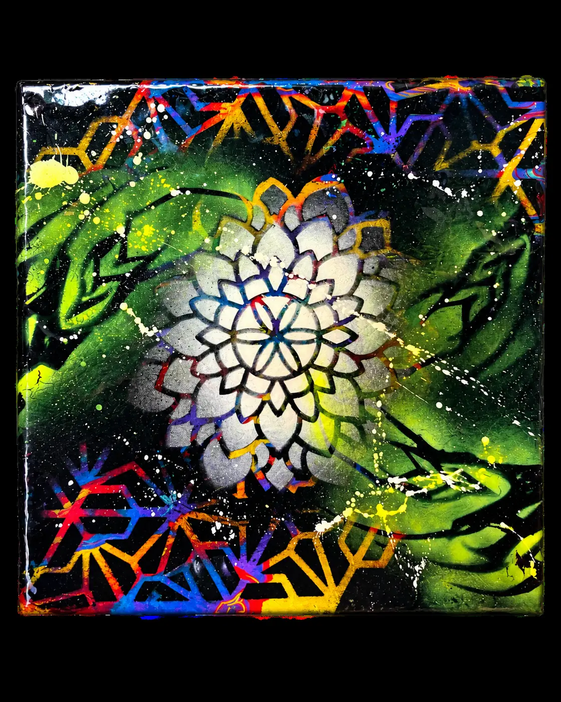 Neon mandala canvas